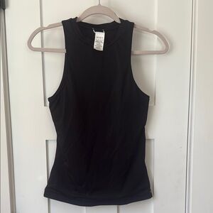 Roxy Black Tank Top Built In Bra Swim Material Athleisure Size L NWOT